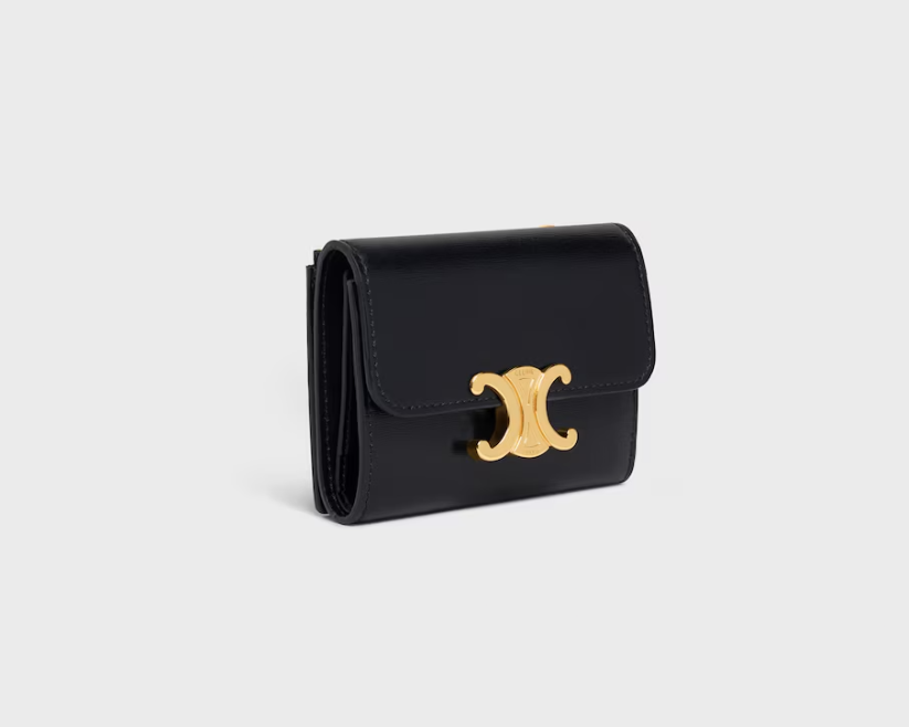 Compact Wallet with Coin Triomphe in Shiny Calfskin