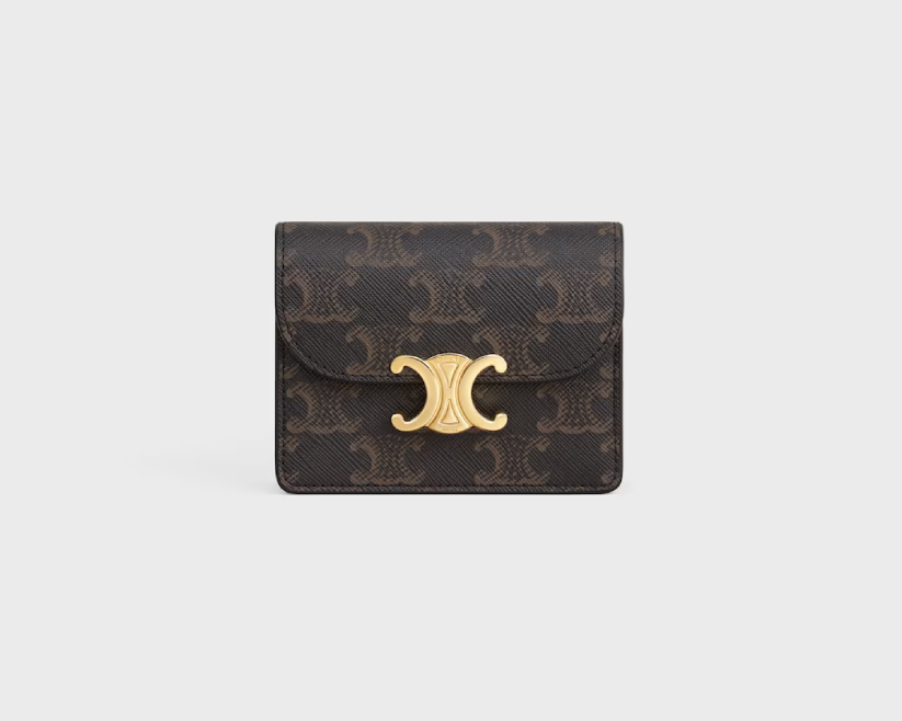 Business Card Holder Triomphe in Triomphe Canvas and Lambskin