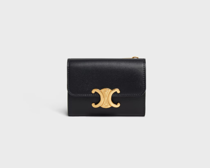 Compact Wallet with Coin Triomphe in Shiny Calfskin